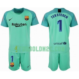 FC Barcelona Målmand TER STEGEN 1 Børn Hjemmebanesæt 2018-2019 Kortærmet (+ Korte bukser)